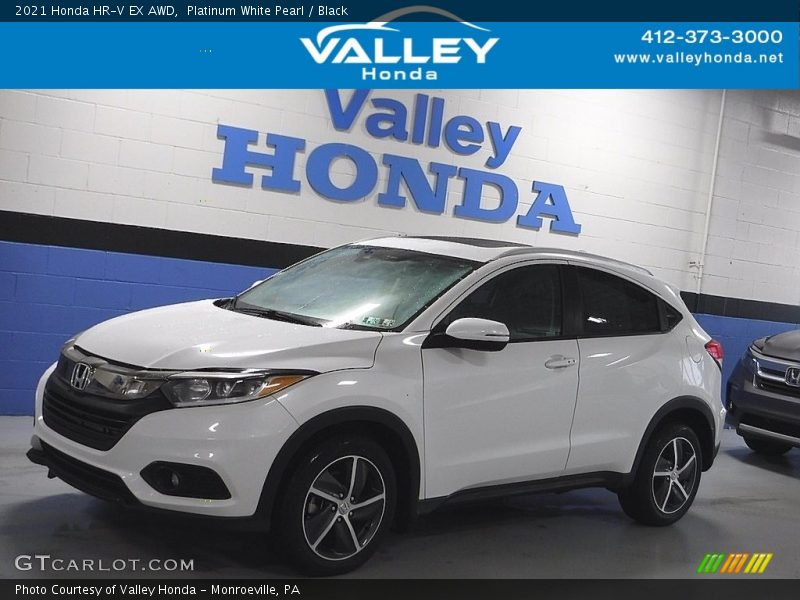 Platinum White Pearl / Black 2021 Honda HR-V EX AWD