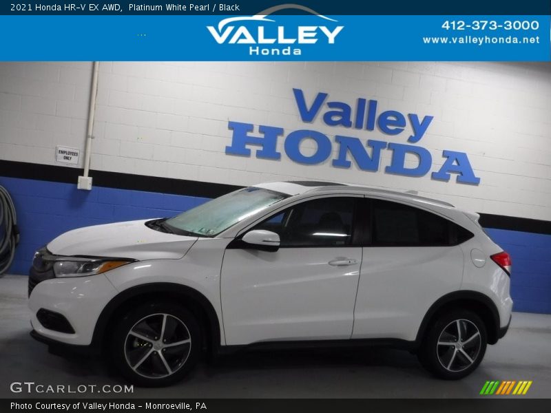 Platinum White Pearl / Black 2021 Honda HR-V EX AWD