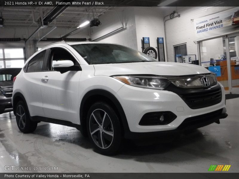 Platinum White Pearl / Black 2021 Honda HR-V EX AWD
