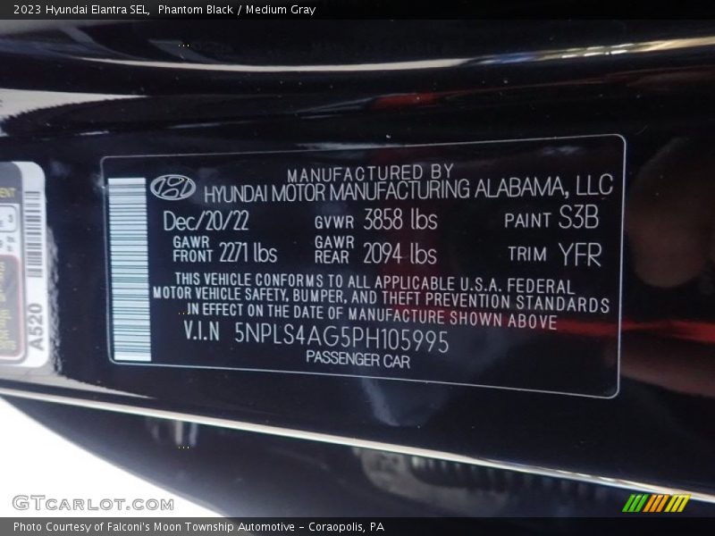 Phantom Black / Medium Gray 2023 Hyundai Elantra SEL