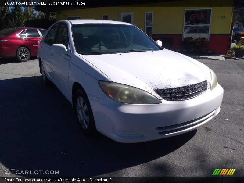 Super White / Taupe 2003 Toyota Camry LE