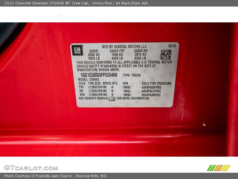 Victory Red / Jet Black/Dark Ash 2015 Chevrolet Silverado 2500HD WT Crew Cab
