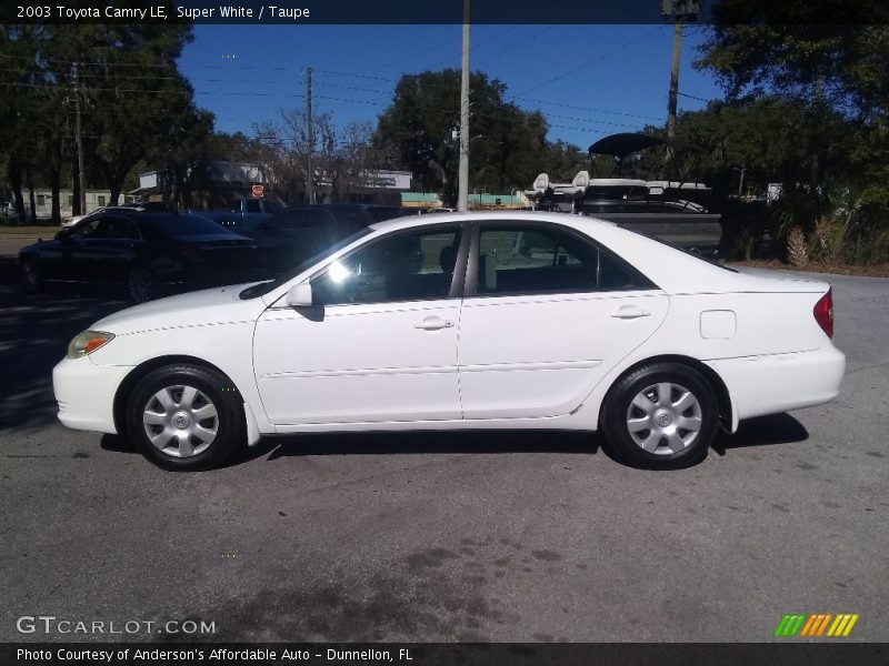 Super White / Taupe 2003 Toyota Camry LE