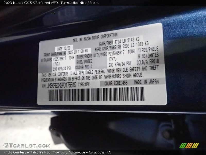 2023 CX-5 S Preferred AWD Eternal Blue Mica Color Code 45B