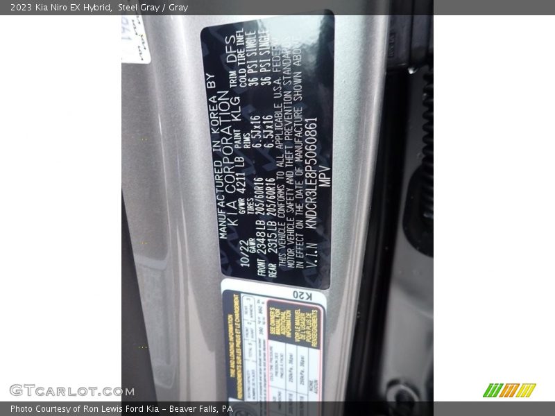 2023 Niro EX Hybrid Steel Gray Color Code KLG