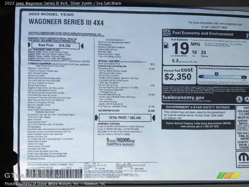  2023 Wagoneer Series III 4x4 Window Sticker