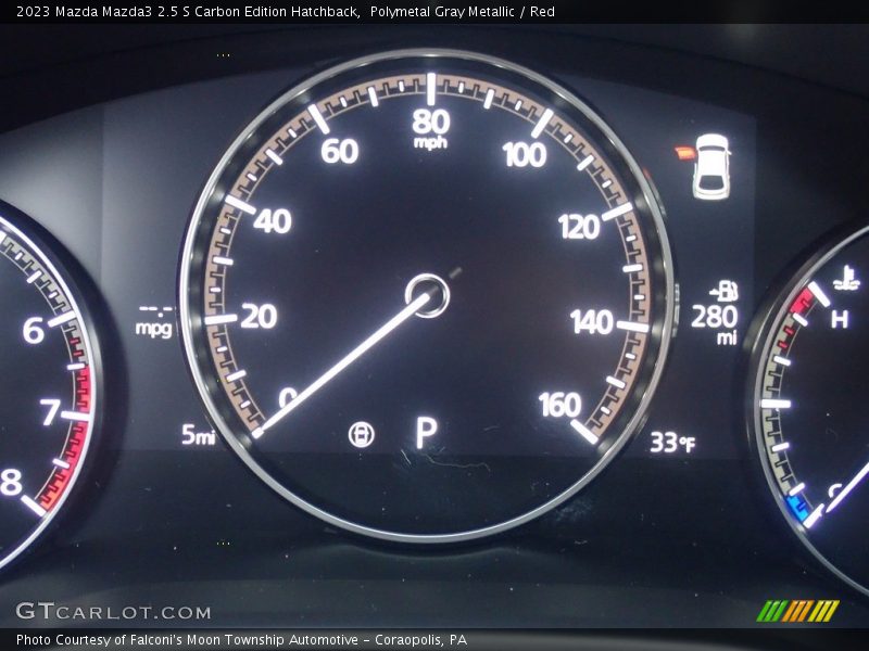 Polymetal Gray Metallic / Red 2023 Mazda Mazda3 2.5 S Carbon Edition Hatchback