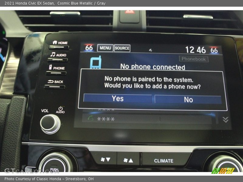 Cosmic Blue Metallic / Gray 2021 Honda Civic EX Sedan