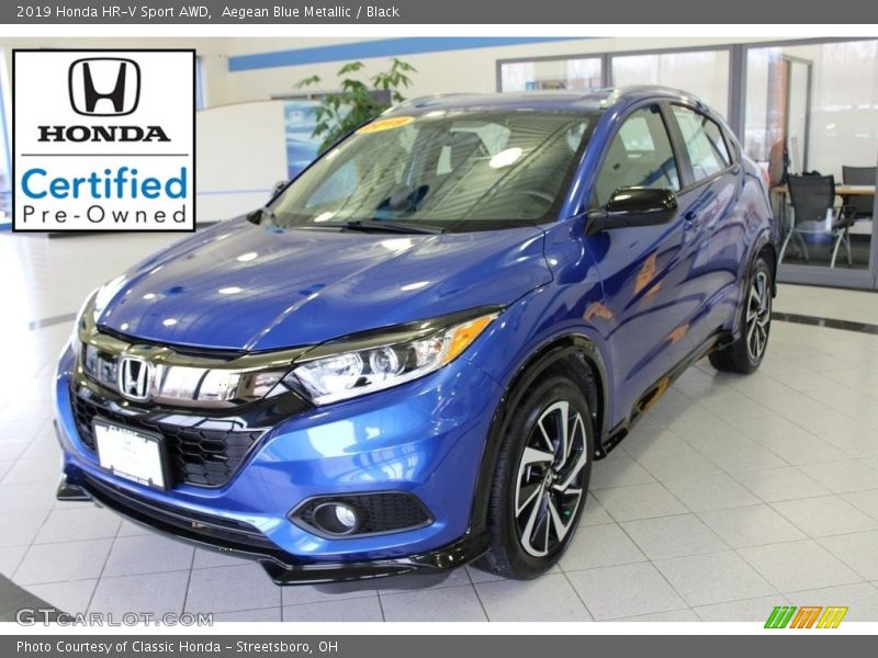 Aegean Blue Metallic / Black 2019 Honda HR-V Sport AWD