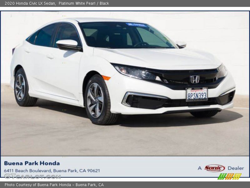 Platinum White Pearl / Black 2020 Honda Civic LX Sedan