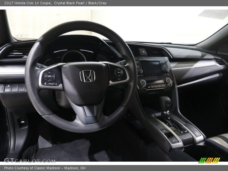 Crystal Black Pearl / Black/Gray 2017 Honda Civic LX Coupe