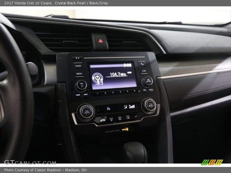 Crystal Black Pearl / Black/Gray 2017 Honda Civic LX Coupe
