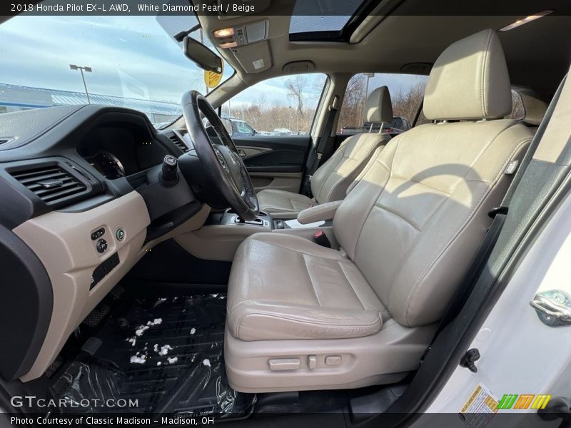 White Diamond Pearl / Beige 2018 Honda Pilot EX-L AWD
