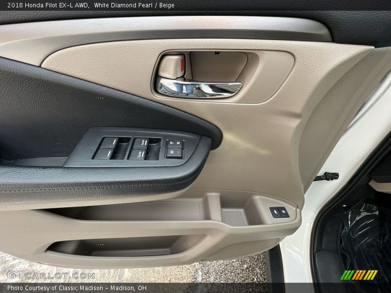 White Diamond Pearl / Beige 2018 Honda Pilot EX-L AWD