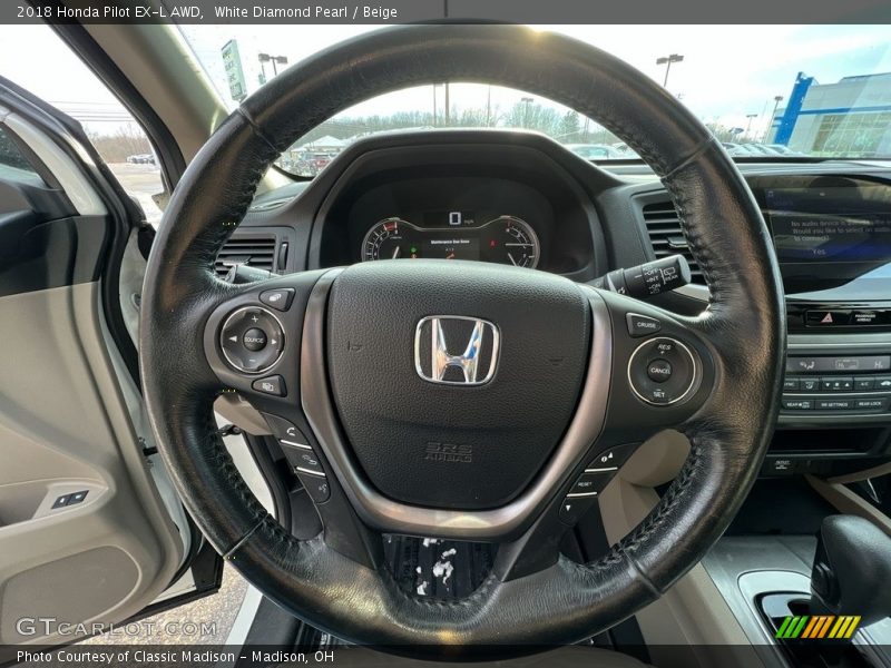 White Diamond Pearl / Beige 2018 Honda Pilot EX-L AWD