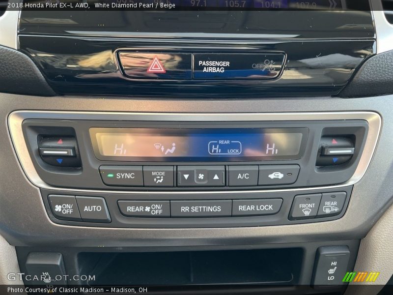 White Diamond Pearl / Beige 2018 Honda Pilot EX-L AWD