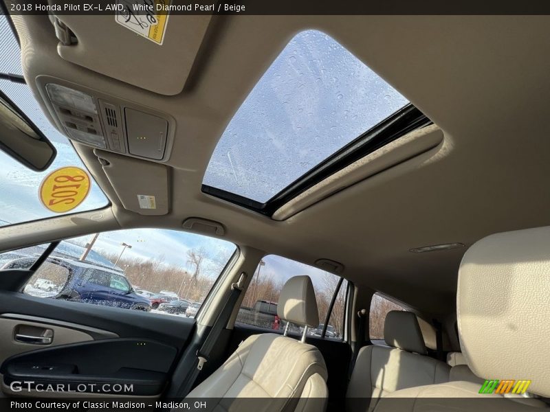 White Diamond Pearl / Beige 2018 Honda Pilot EX-L AWD