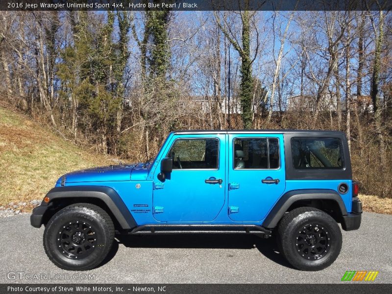 Hydro Blue Pearl / Black 2016 Jeep Wrangler Unlimited Sport 4x4
