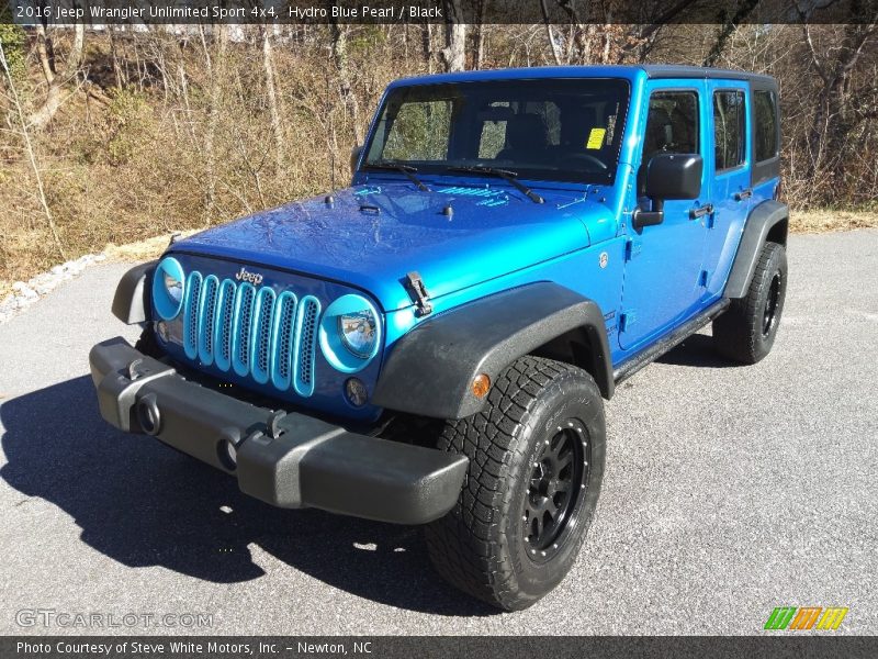 Hydro Blue Pearl / Black 2016 Jeep Wrangler Unlimited Sport 4x4
