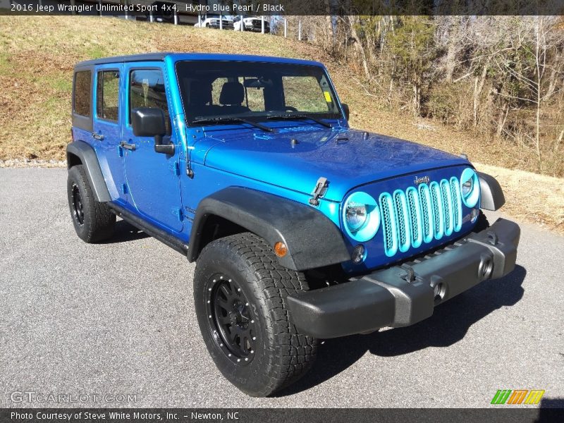 Hydro Blue Pearl / Black 2016 Jeep Wrangler Unlimited Sport 4x4