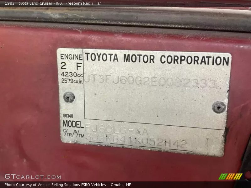 1983 Land Cruiser FJ60 Freeborn Red Color Code 309