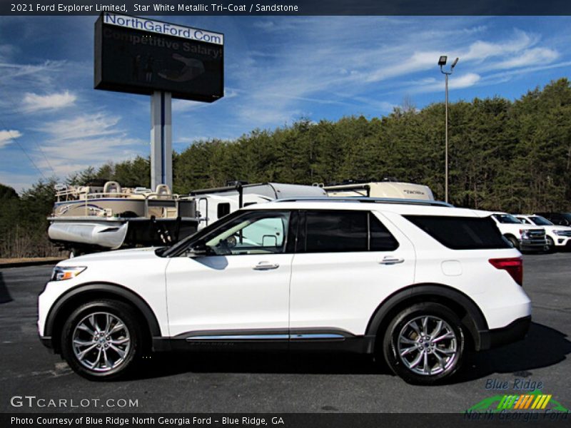 Star White Metallic Tri-Coat / Sandstone 2021 Ford Explorer Limited