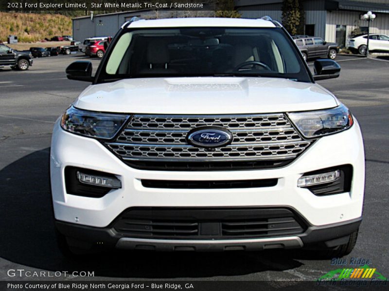 Star White Metallic Tri-Coat / Sandstone 2021 Ford Explorer Limited