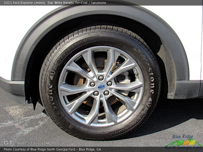 Star White Metallic Tri-Coat / Sandstone 2021 Ford Explorer Limited