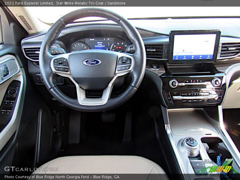 Star White Metallic Tri-Coat / Sandstone 2021 Ford Explorer Limited