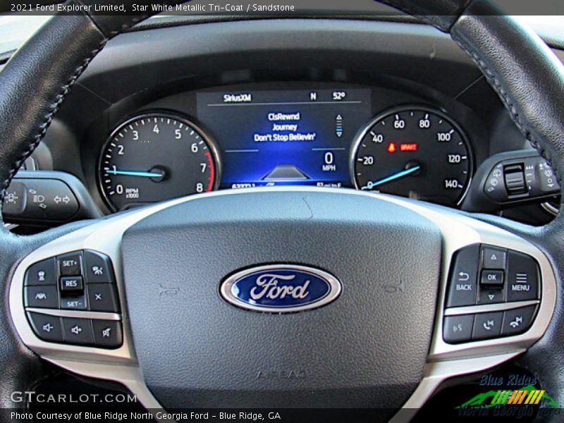 Star White Metallic Tri-Coat / Sandstone 2021 Ford Explorer Limited