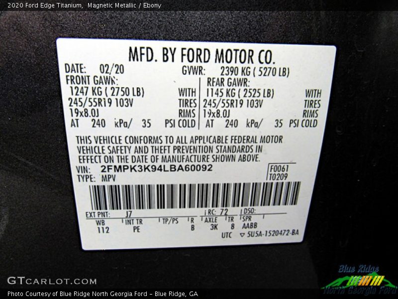 Magnetic Metallic / Ebony 2020 Ford Edge Titanium