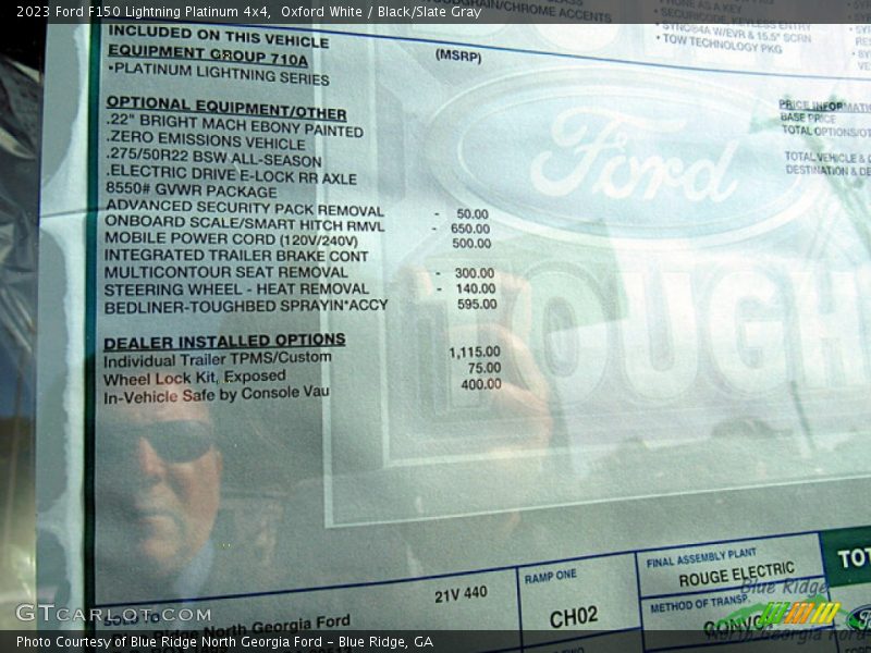  2023 F150 Lightning Platinum 4x4 Window Sticker