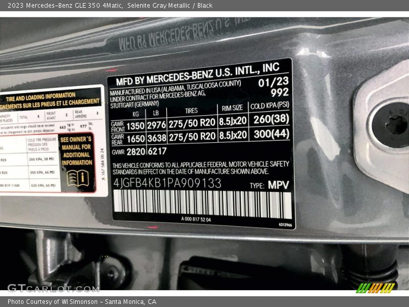 Selenite Gray Metallic / Black 2023 Mercedes-Benz GLE 350 4Matic