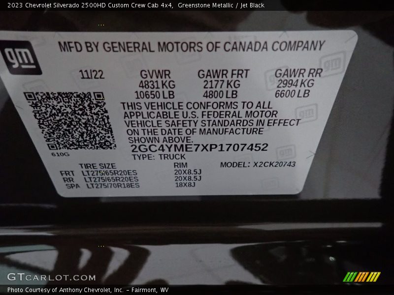 Greenstone Metallic / Jet Black 2023 Chevrolet Silverado 2500HD Custom Crew Cab 4x4