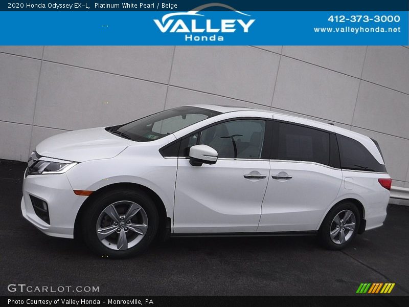 Platinum White Pearl / Beige 2020 Honda Odyssey EX-L