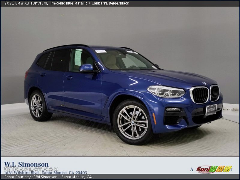 Phytonic Blue Metallic / Canberra Beige/Black 2021 BMW X3 sDrive30i