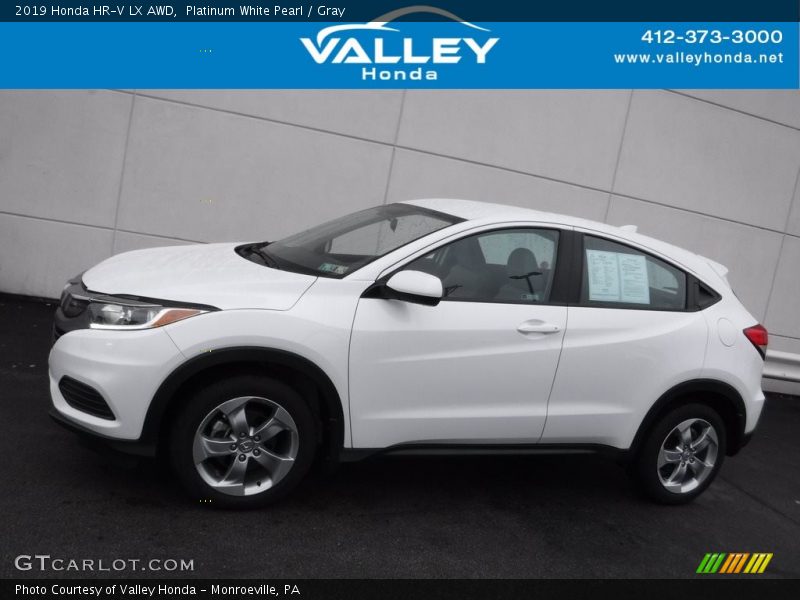 Platinum White Pearl / Gray 2019 Honda HR-V LX AWD
