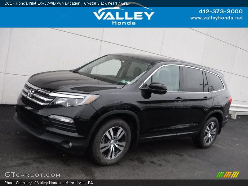 Crystal Black Pearl / Gray 2017 Honda Pilot EX-L AWD w/Navigation