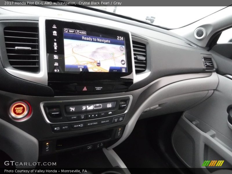 Crystal Black Pearl / Gray 2017 Honda Pilot EX-L AWD w/Navigation