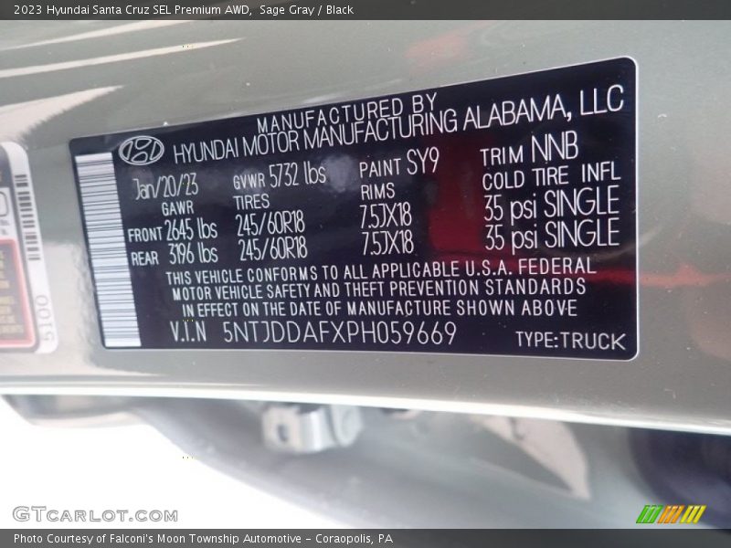 Sage Gray / Black 2023 Hyundai Santa Cruz SEL Premium AWD