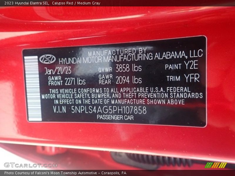 Calypso Red / Medium Gray 2023 Hyundai Elantra SEL