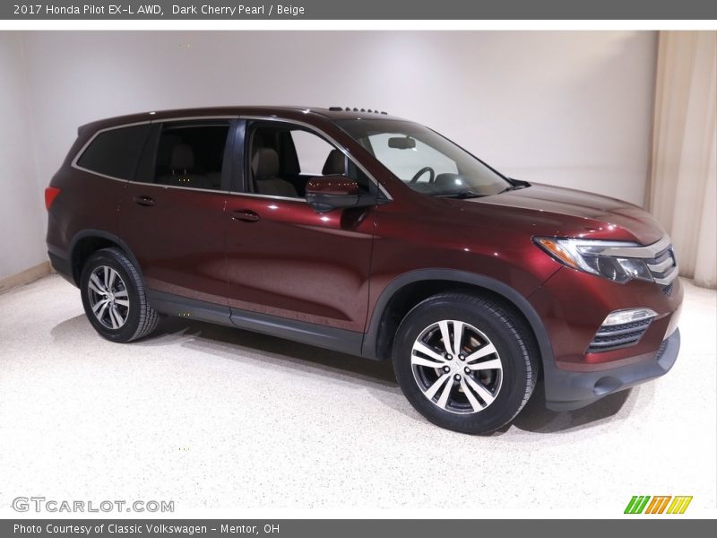 Dark Cherry Pearl / Beige 2017 Honda Pilot EX-L AWD