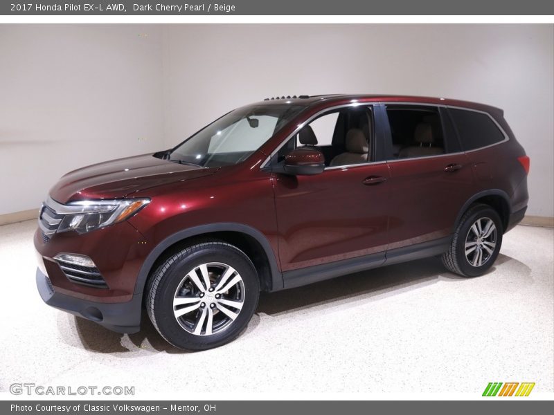 Dark Cherry Pearl / Beige 2017 Honda Pilot EX-L AWD