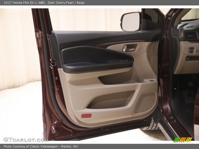 Dark Cherry Pearl / Beige 2017 Honda Pilot EX-L AWD