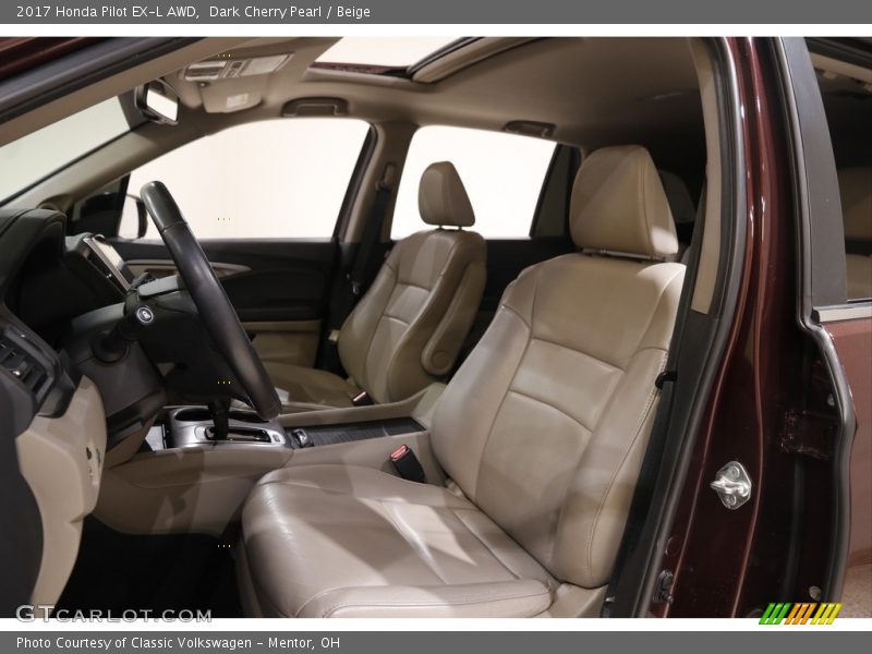 Dark Cherry Pearl / Beige 2017 Honda Pilot EX-L AWD