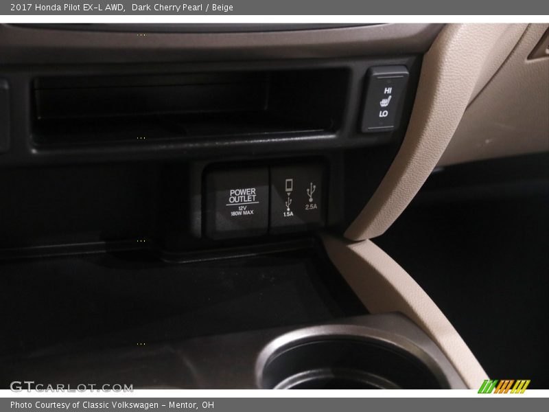 Dark Cherry Pearl / Beige 2017 Honda Pilot EX-L AWD