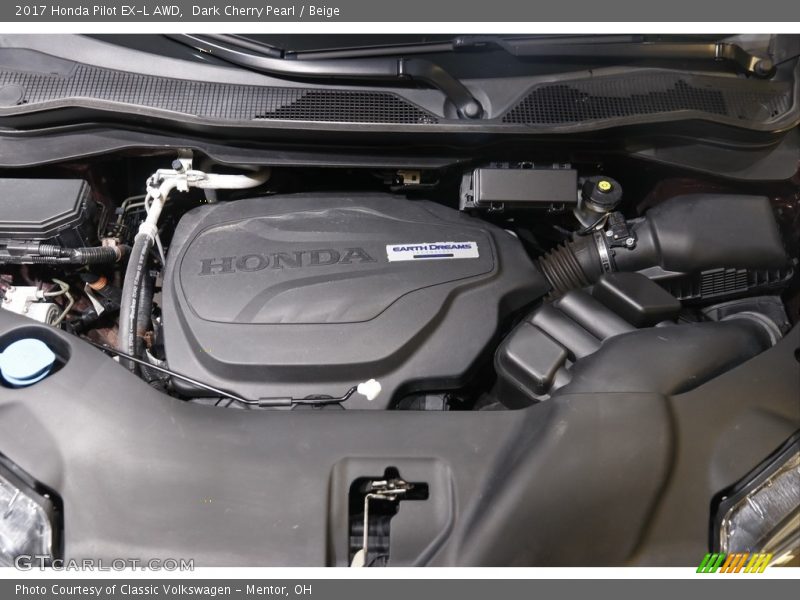 Dark Cherry Pearl / Beige 2017 Honda Pilot EX-L AWD