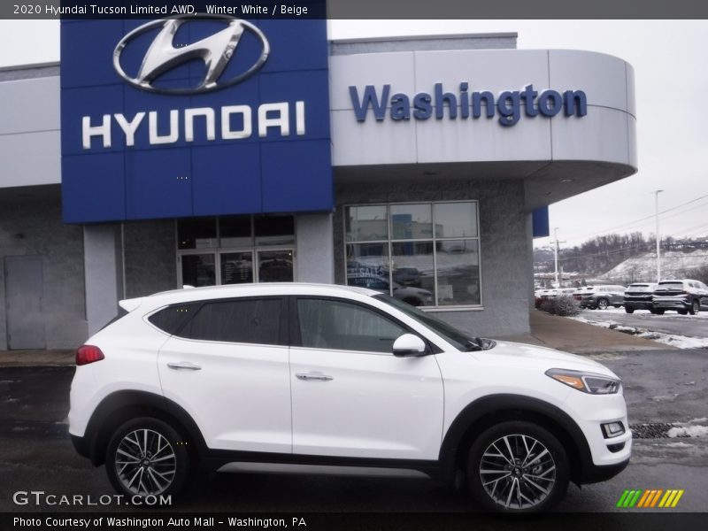 Winter White / Beige 2020 Hyundai Tucson Limited AWD