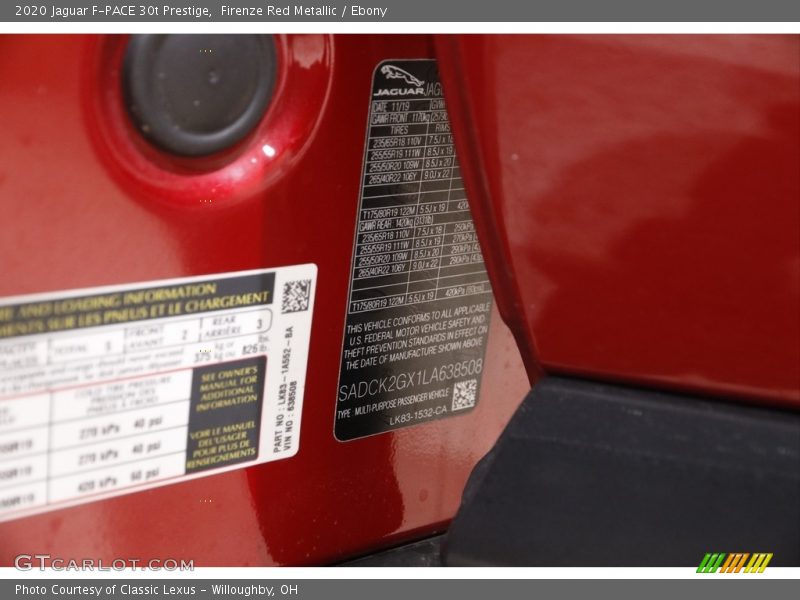 Firenze Red Metallic / Ebony 2020 Jaguar F-PACE 30t Prestige