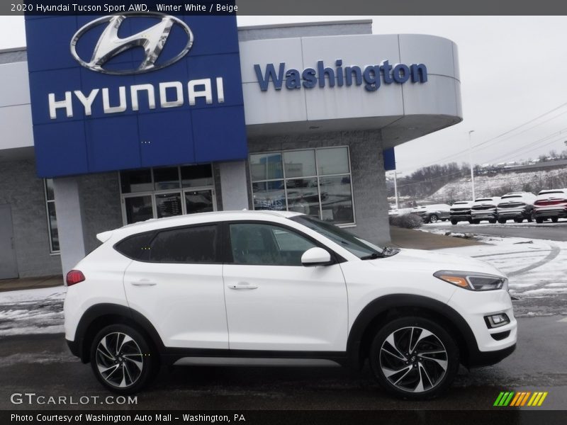 Winter White / Beige 2020 Hyundai Tucson Sport AWD